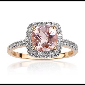 10k Rose Gold Morganite & Diamond Ring